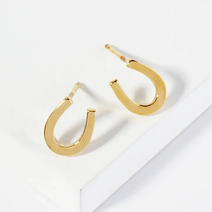 18K Gold Dipped Brass Horseshoe Stud Earrings