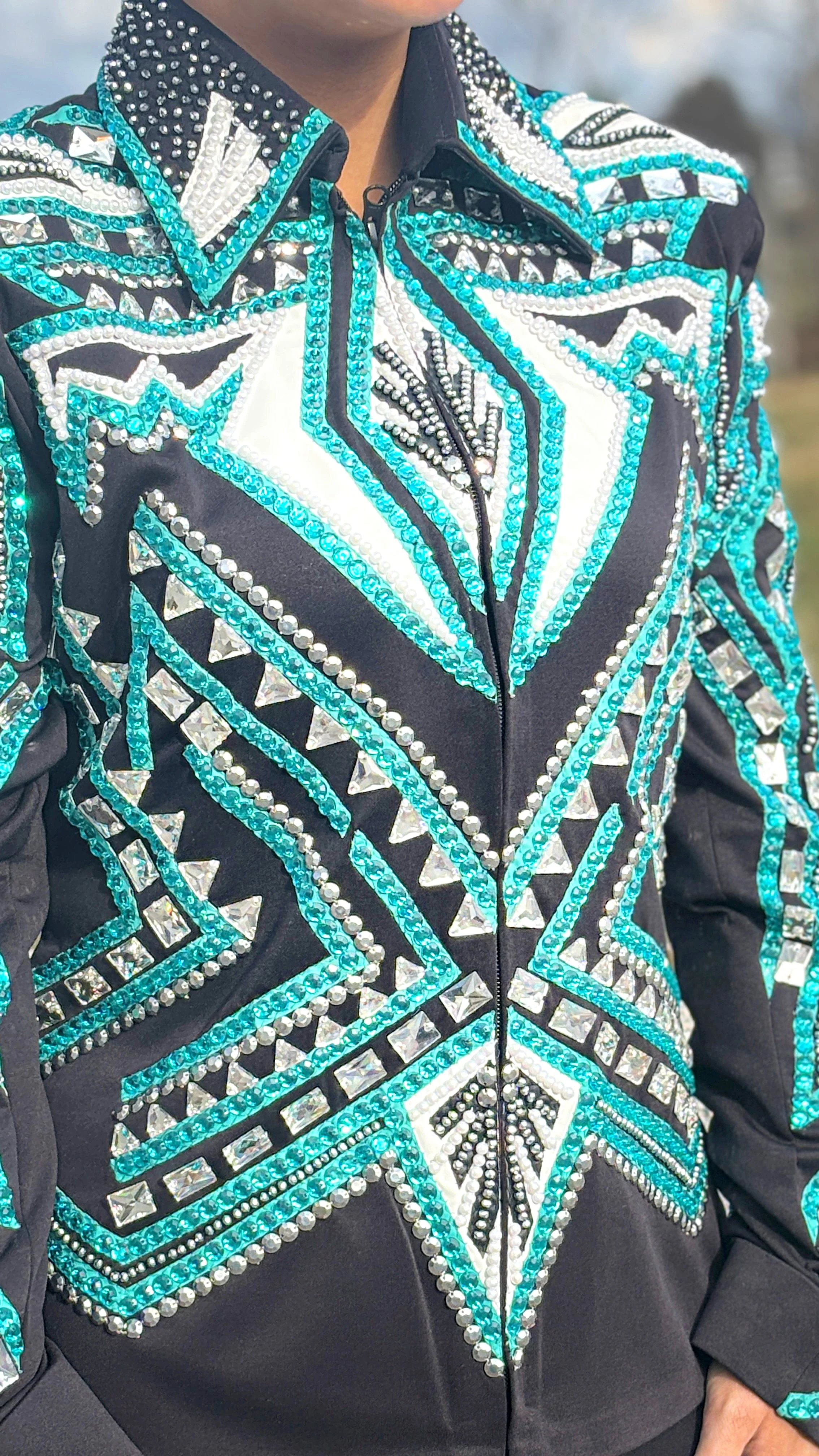 All Day  Show Jacket ~ Teal & White - Image 2