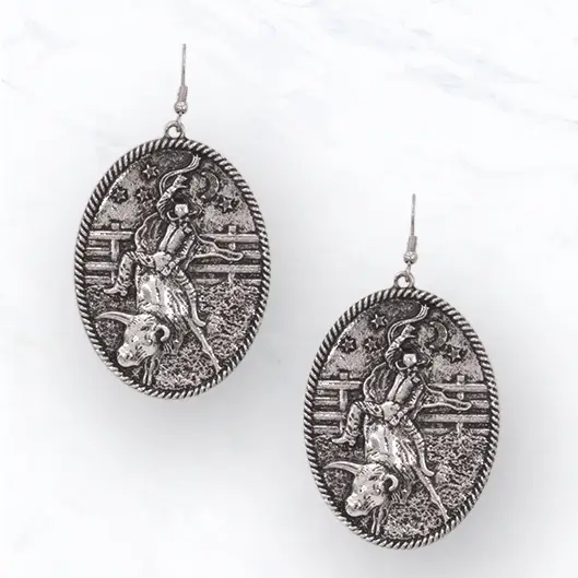 Antique Silver Cowboy Dangle Earrings