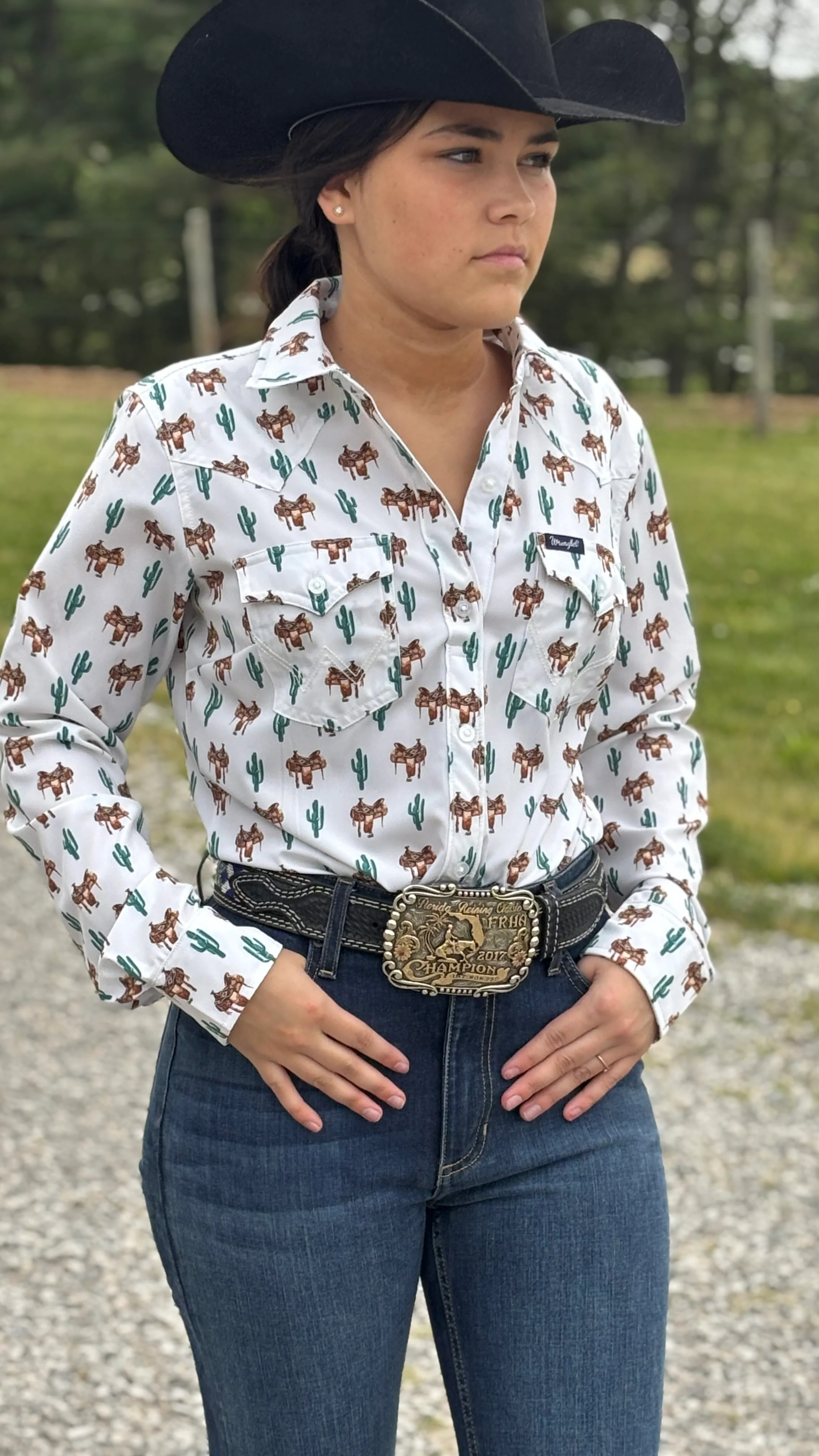 Aria Performance Shirt by Wrangler ~Cream Saddle