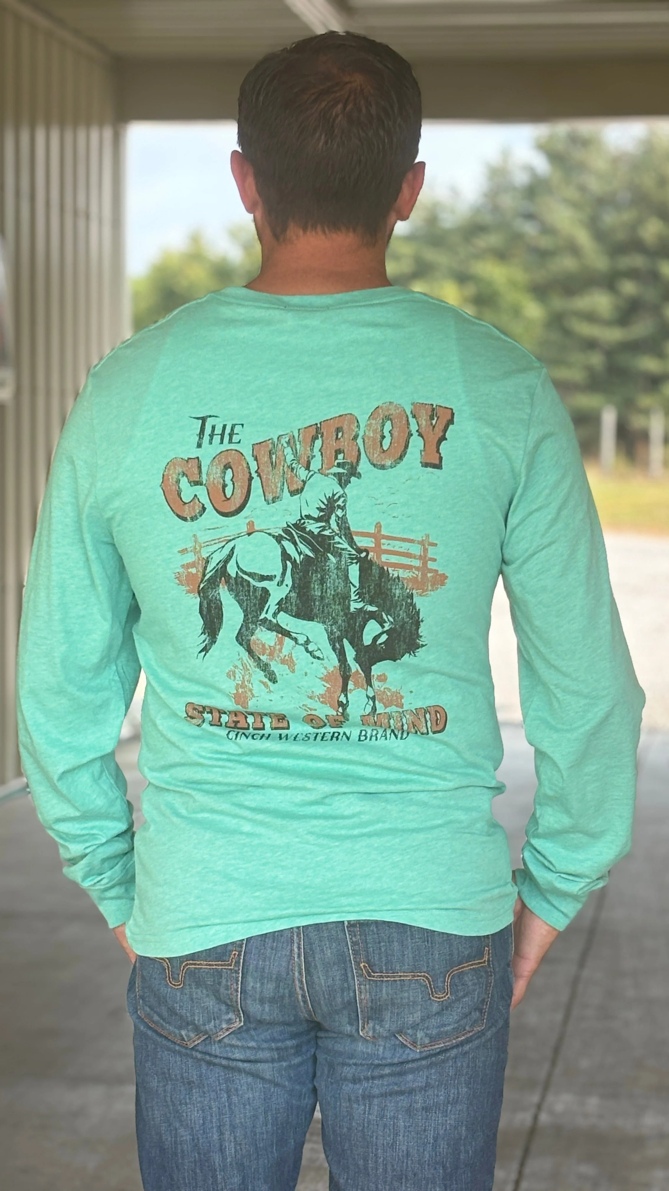 Authentic Cinch Long Sleeve Tee ~ Turquoise