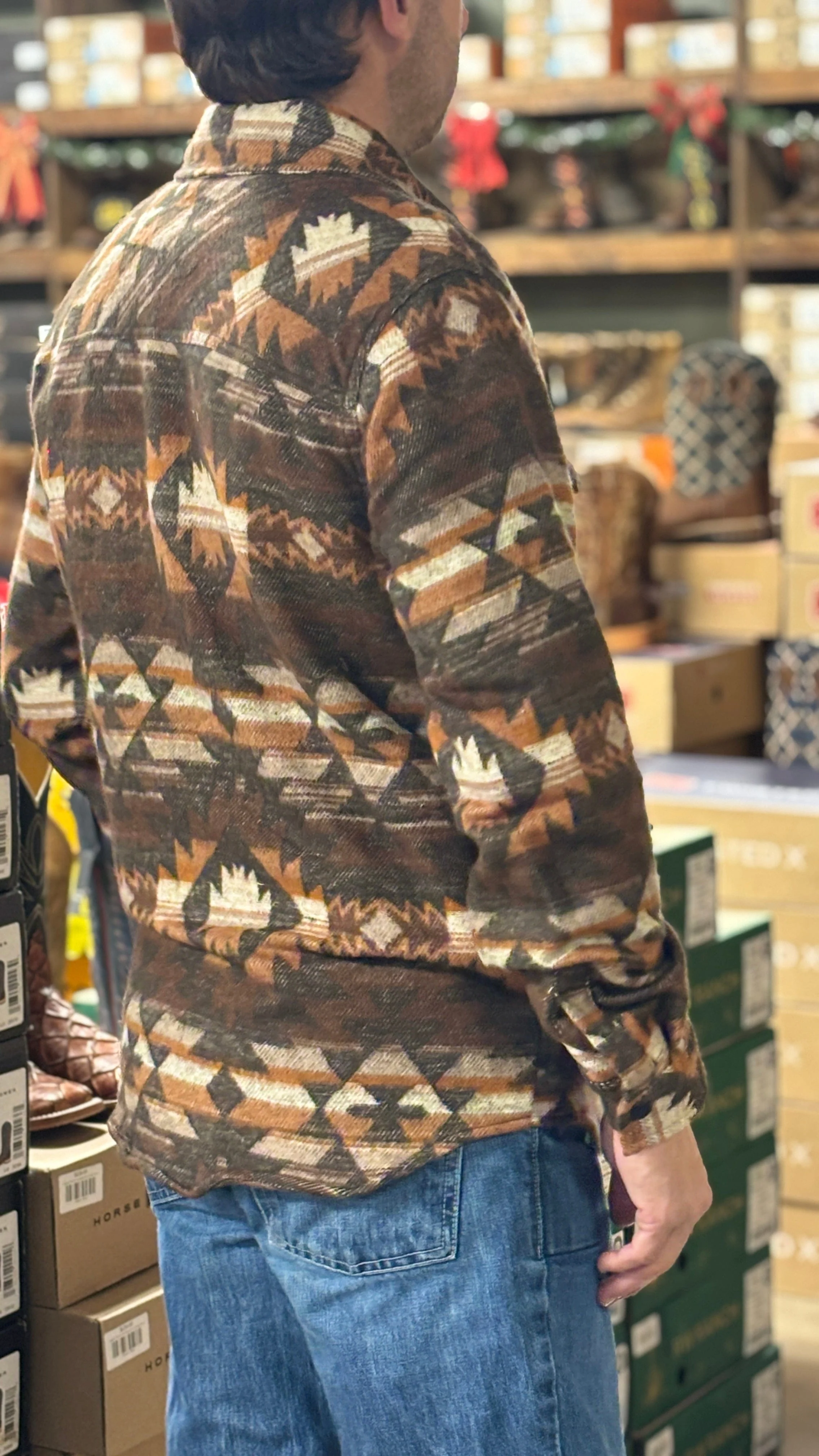 Aztec Jacquard Shacket by Rock & Roll - Image 4