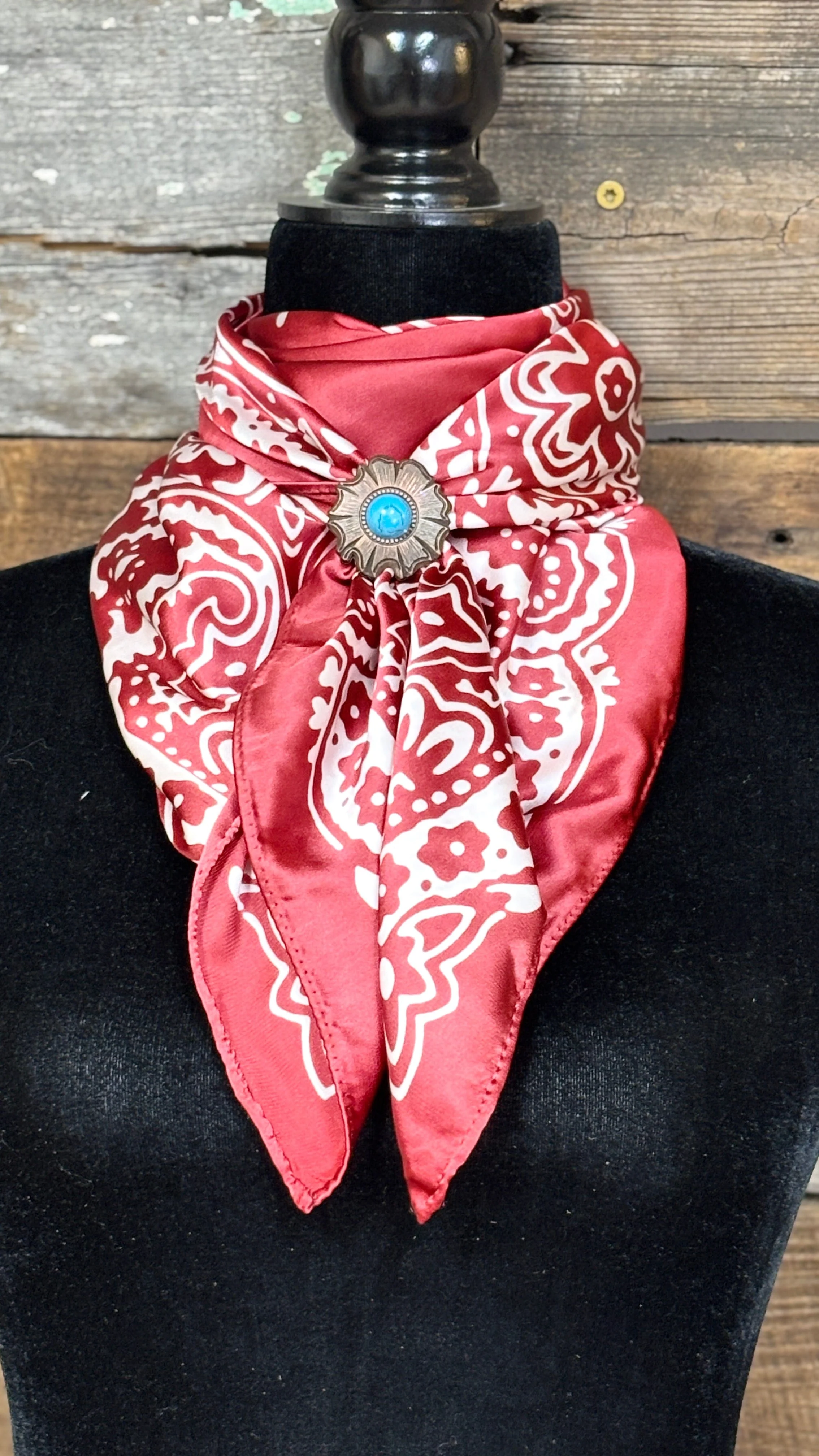 Bandana Print Wild Rag ~ Dark Red