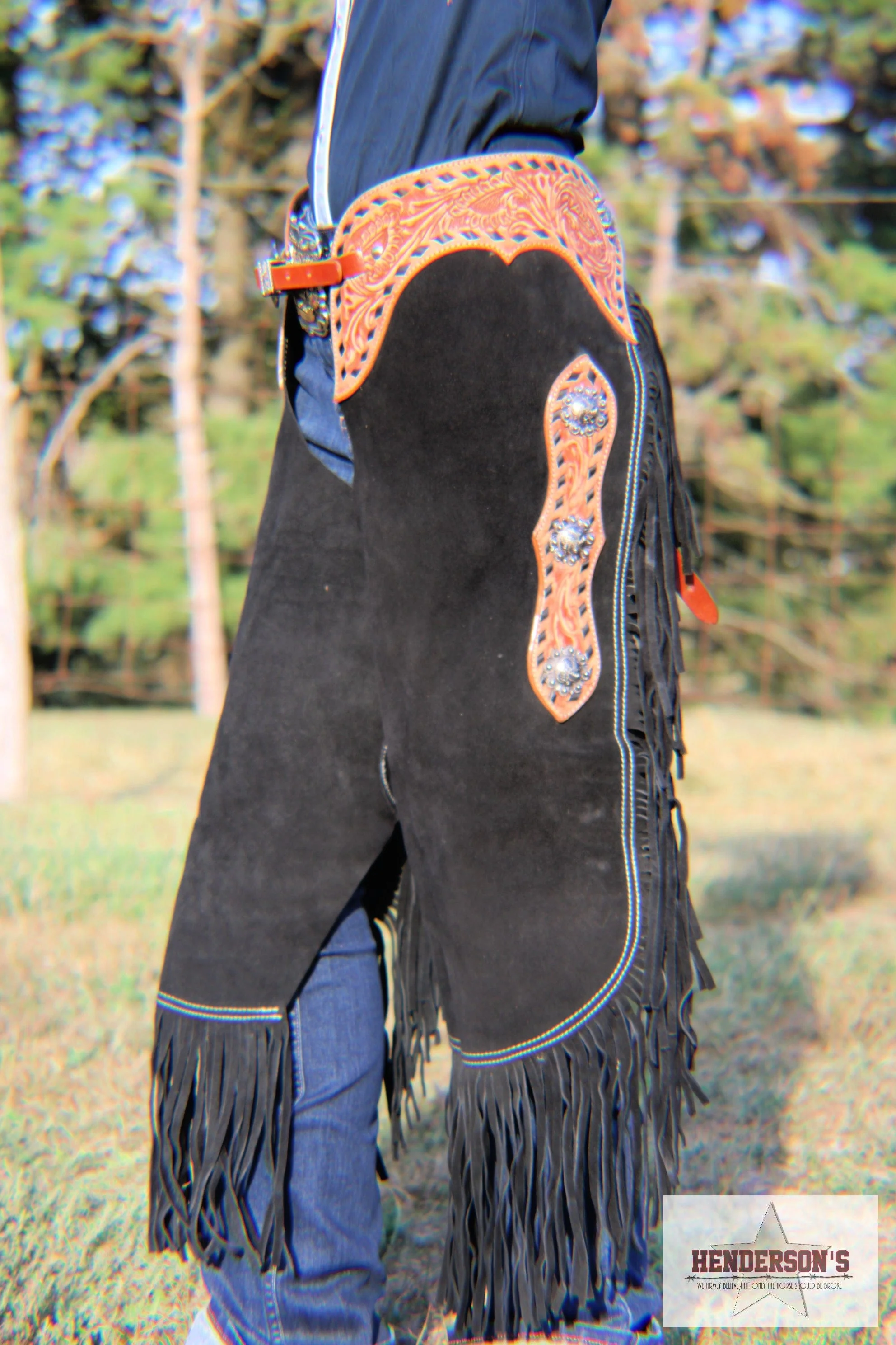 Black Suede Chink ~ Floral Tooling - Image 3