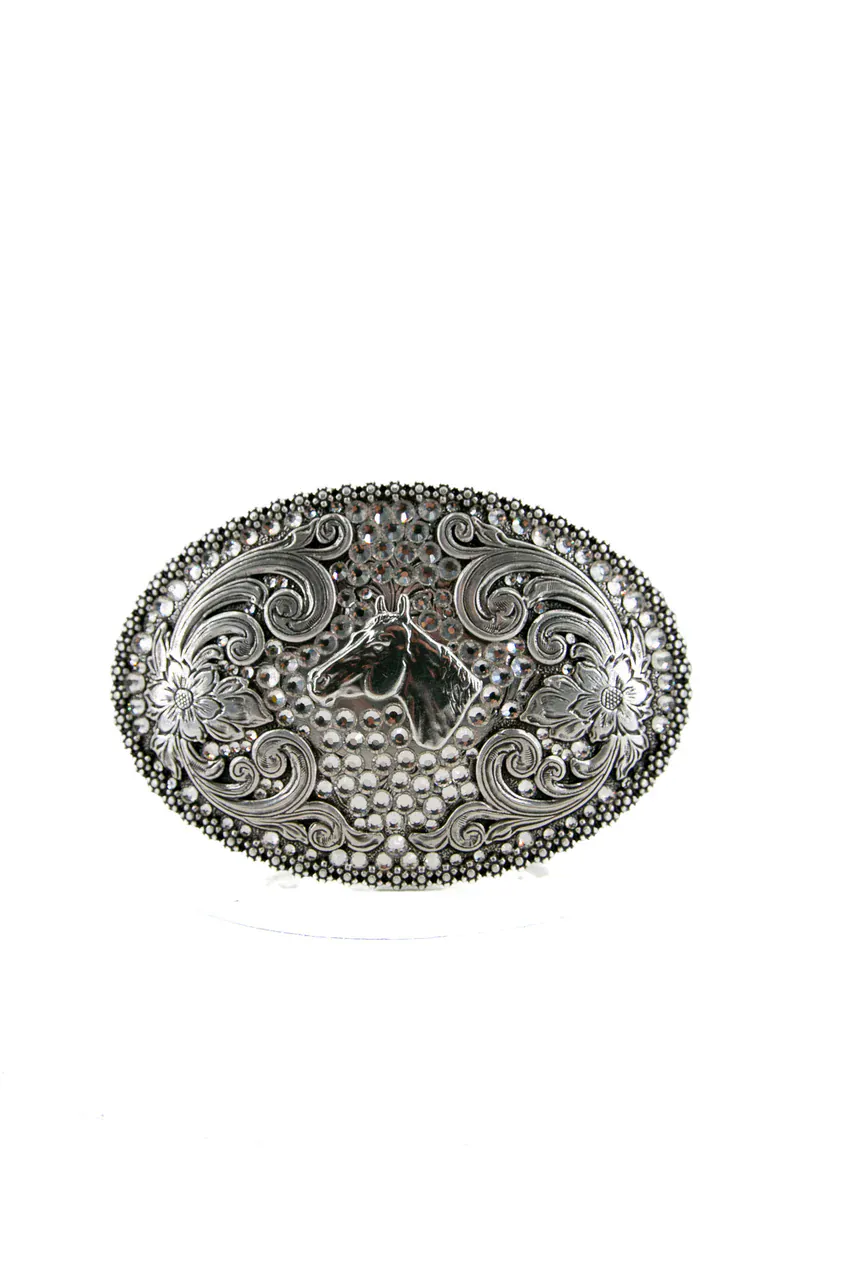 Blazin Roxx Belt Buckle ~ Rhinestone Horse