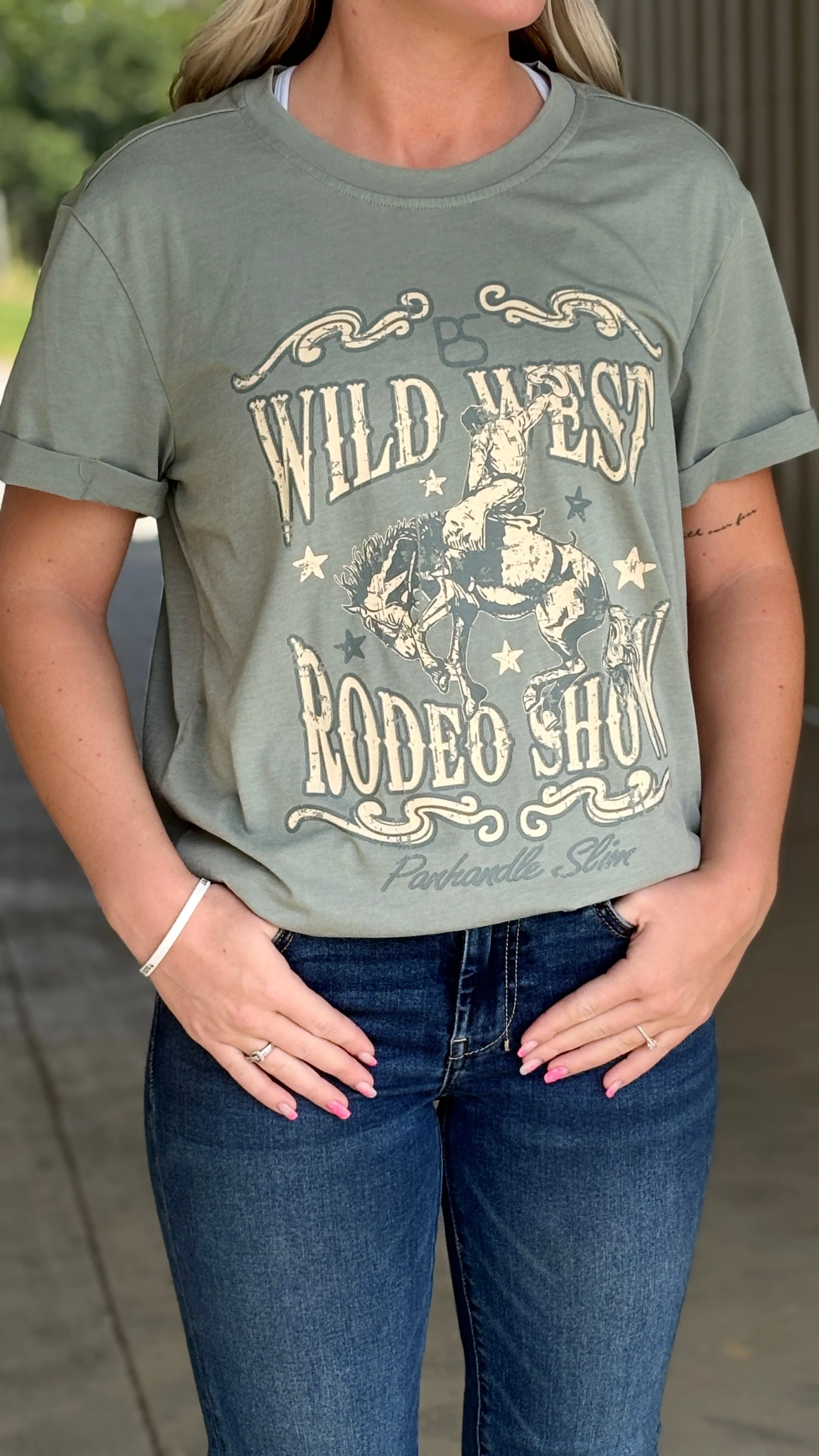 Boxy Roll Tee by Panhandle ~ Jade