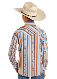 Boy's Stripe Aztec Print by Rock & Roll ~ Orange - Image 2