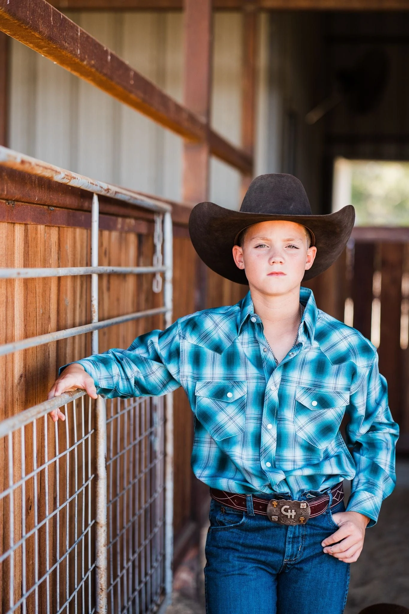 Boy's Woven Plaid ~ Teal