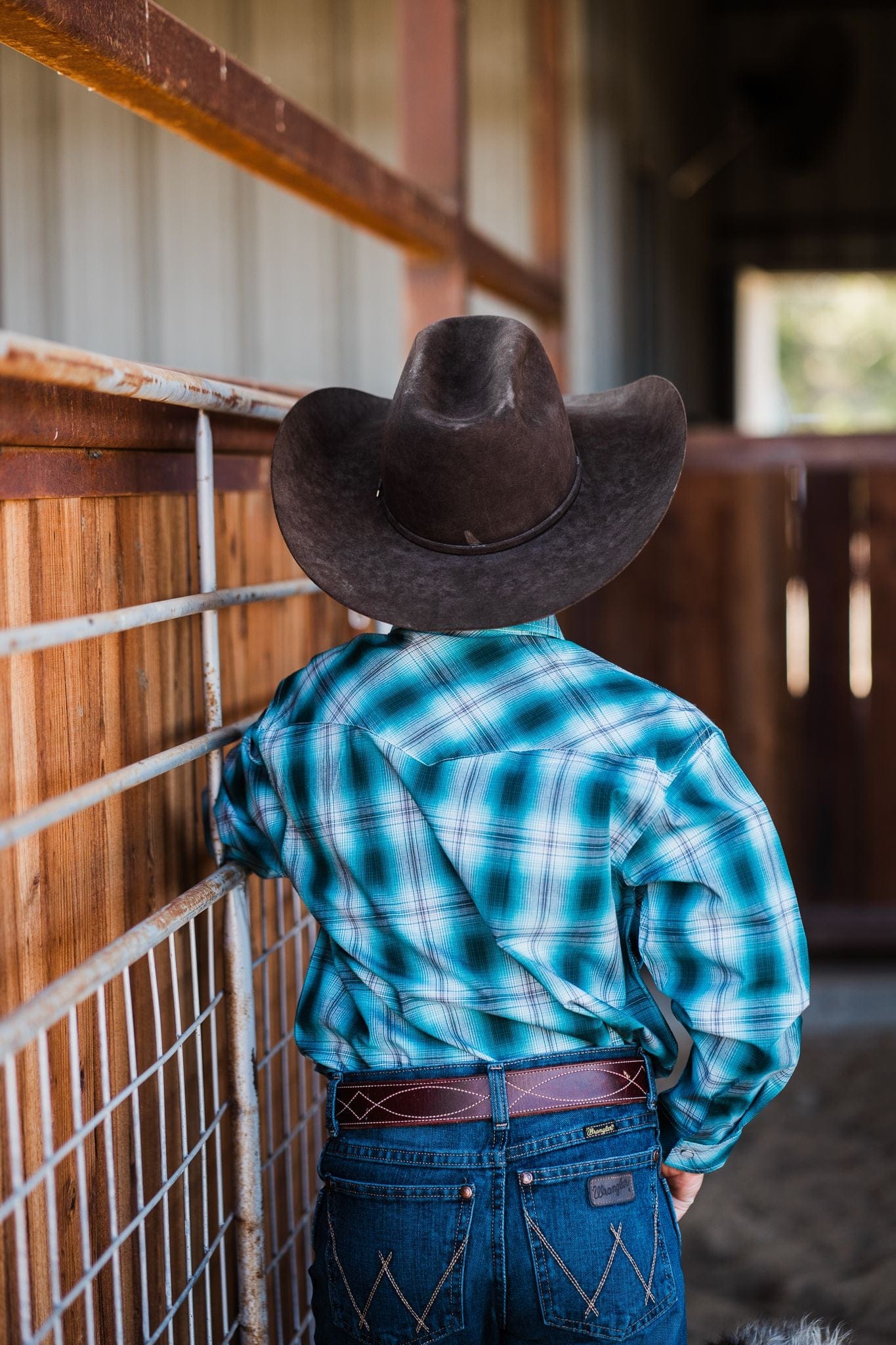 Boy's Woven Plaid ~ Teal - Image 3