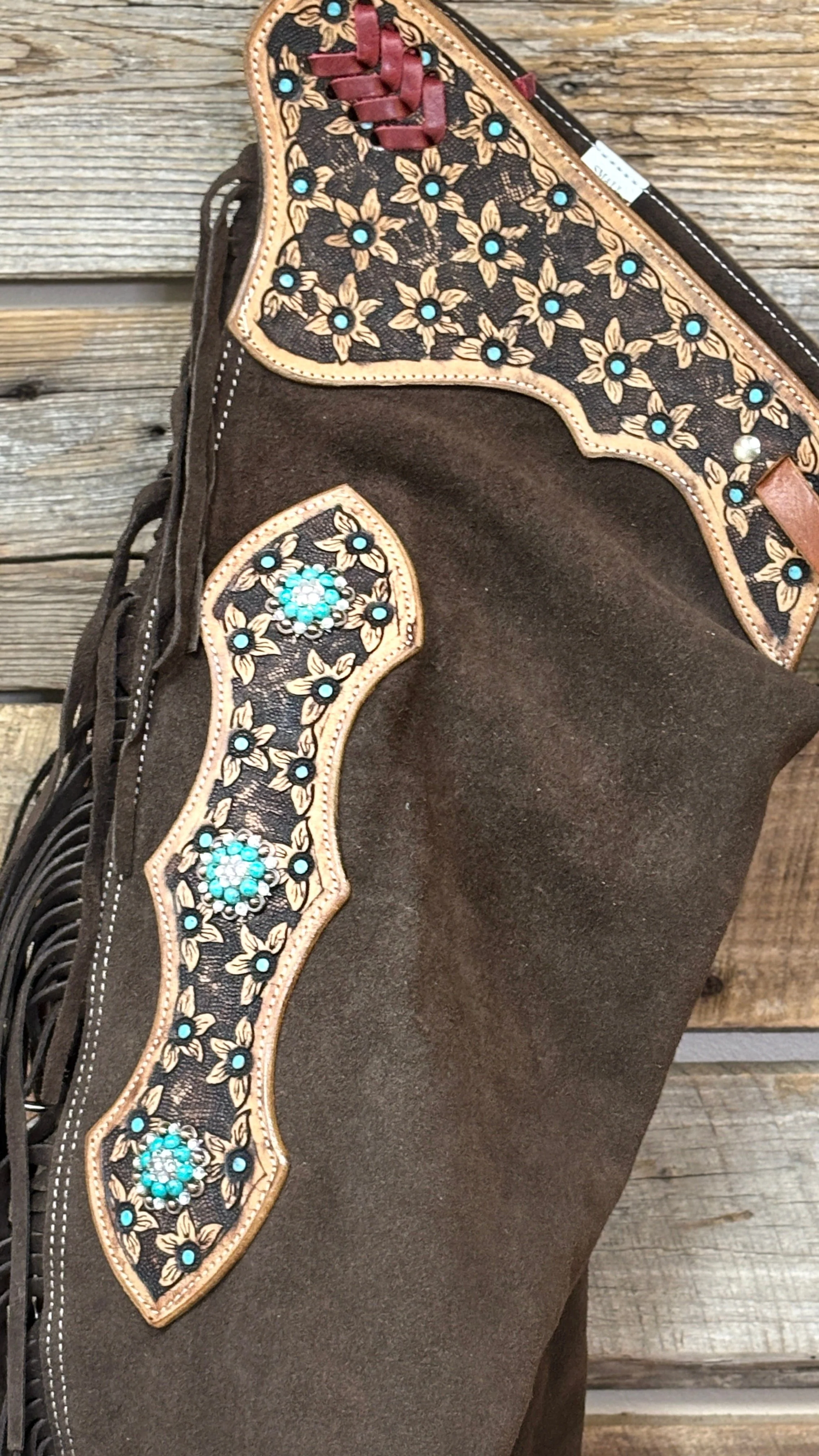 Brown Suede Chink ~ Floral Tooling - Image 3