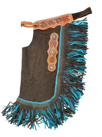 Brown Suede Chink W/Turquoise Fringe - Image 3