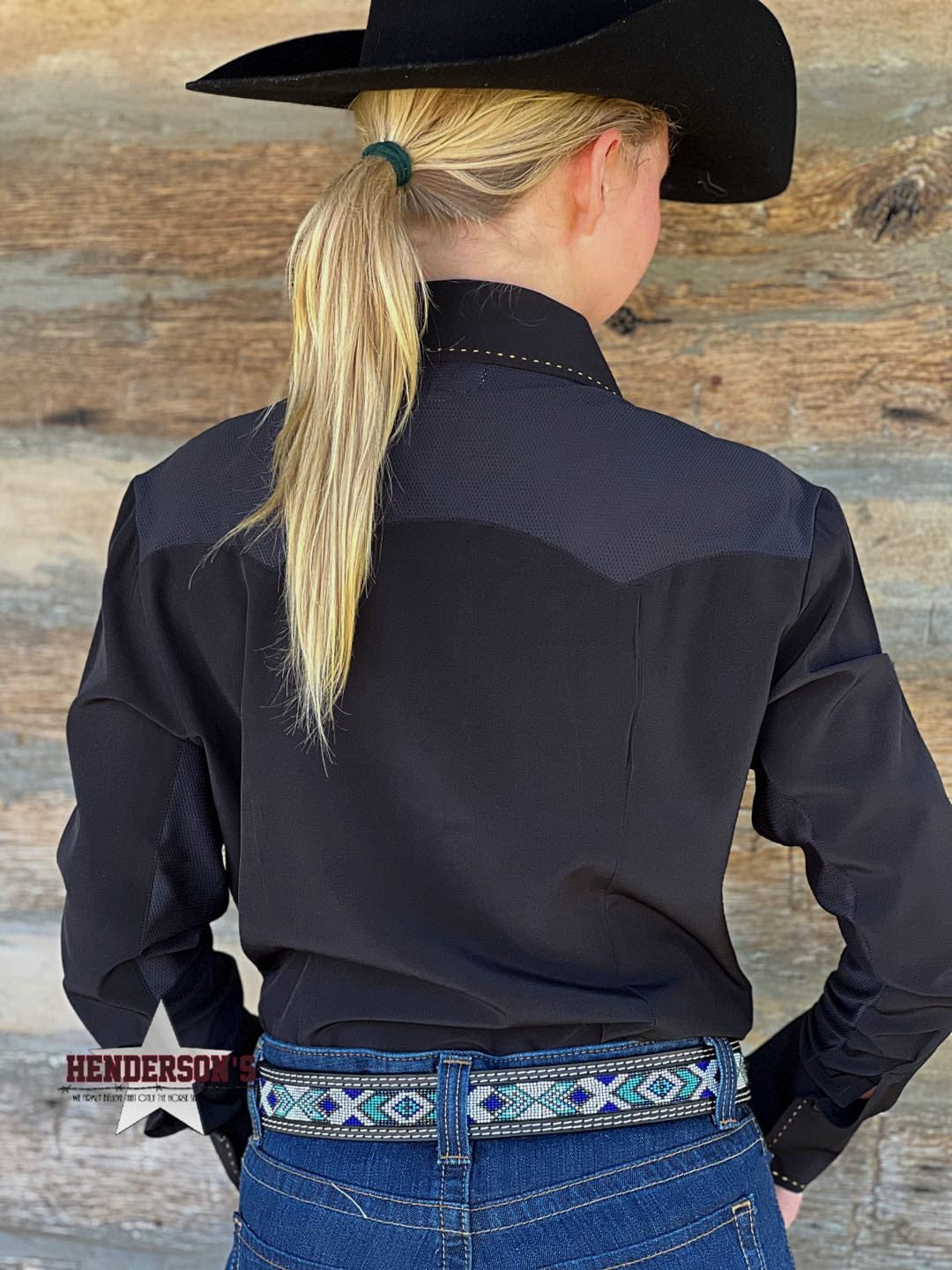 RHC Buckstitch W/Mesh Yoke Show Shirt ~ Black - Image 3