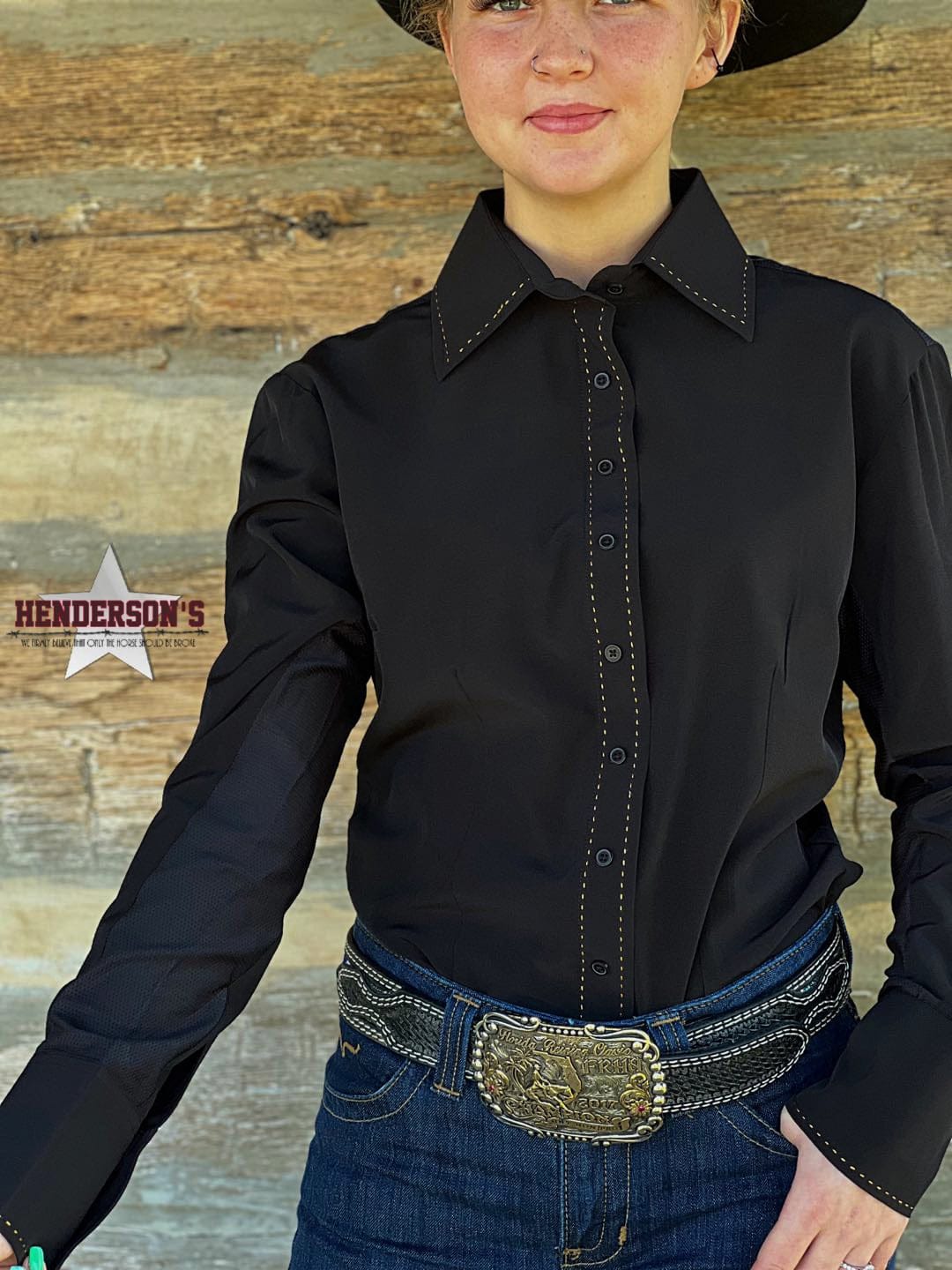 RHC Buckstitch W/Mesh Yoke Show Shirt ~ Black - Image 5