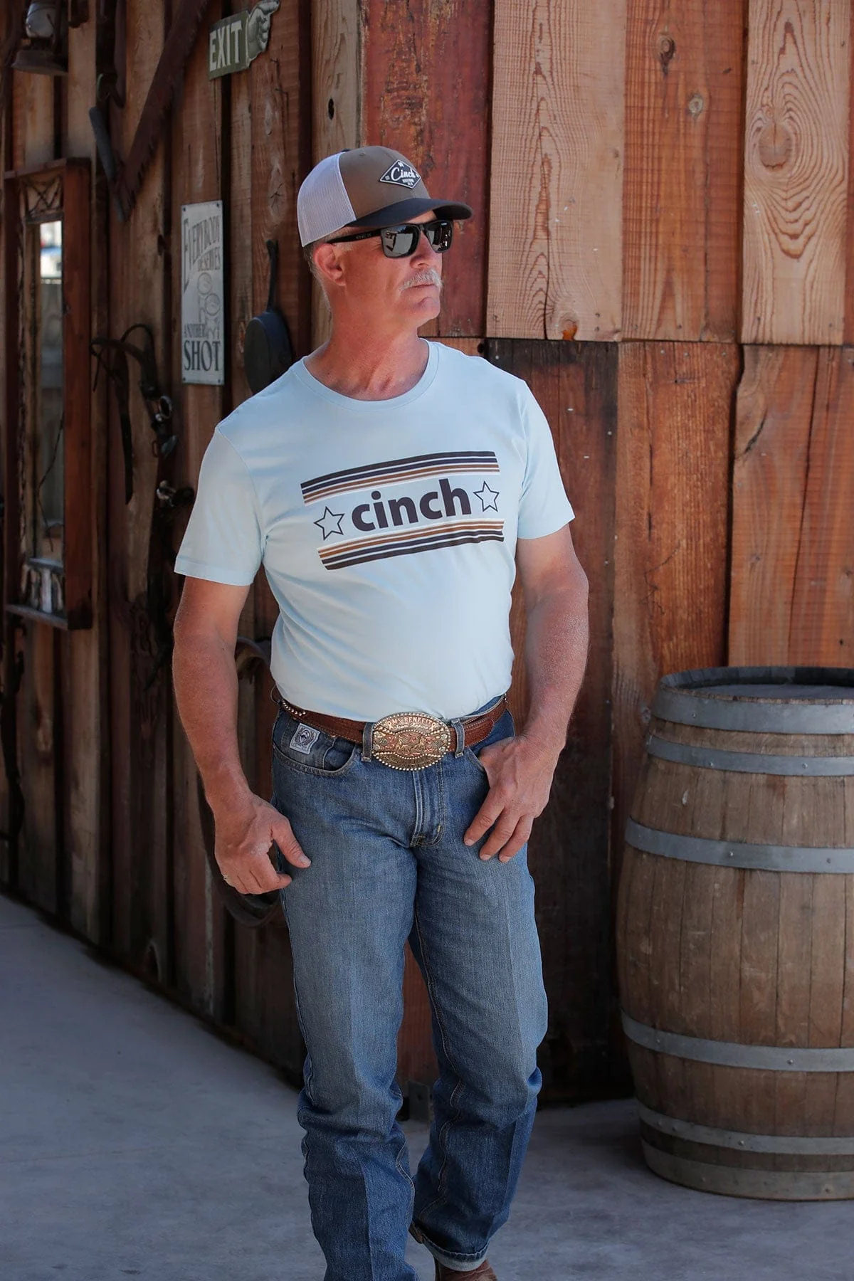 Cinch American Brand Tee ~ Lt Blue - Image 2