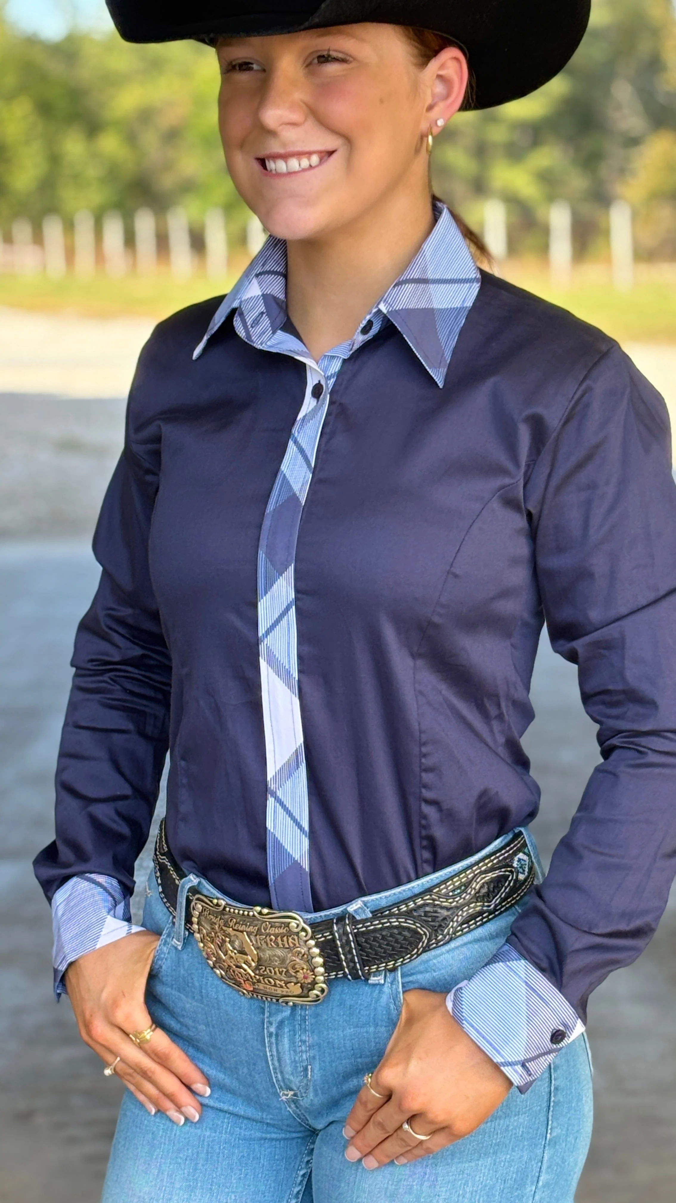 RHC Concealed Zipper Shirt - Navy - Image 4