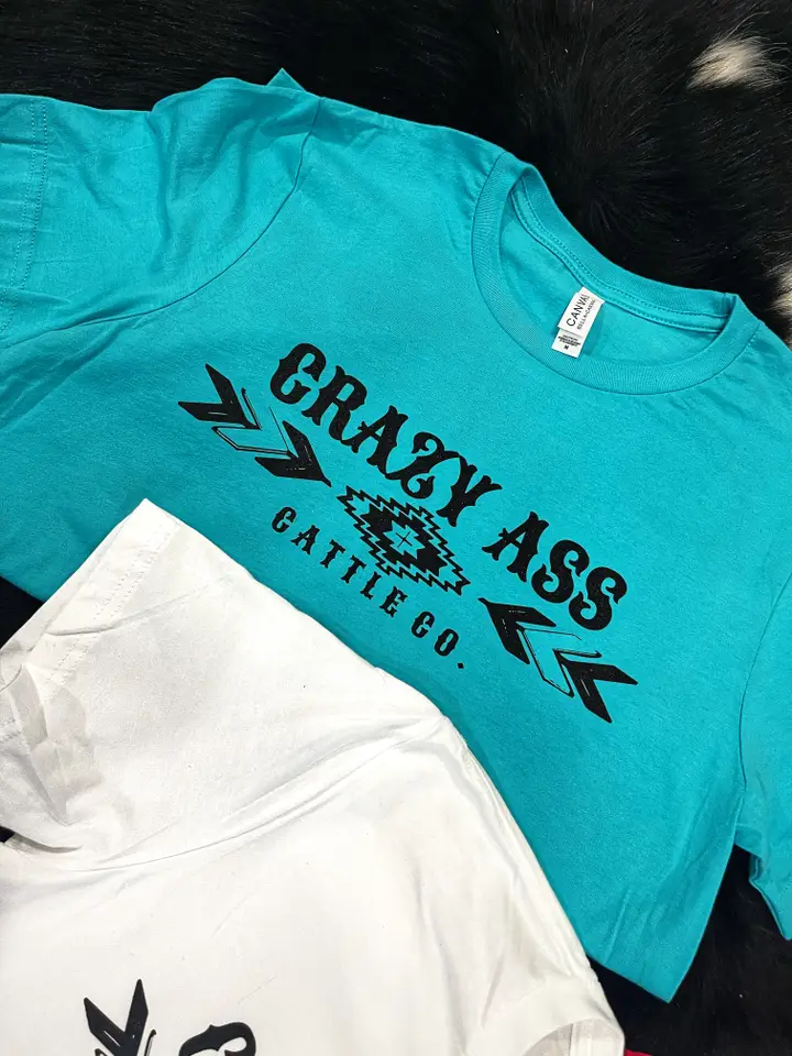 Crazy A** Cattle Co. Tee ~ Turquoise - Image 2