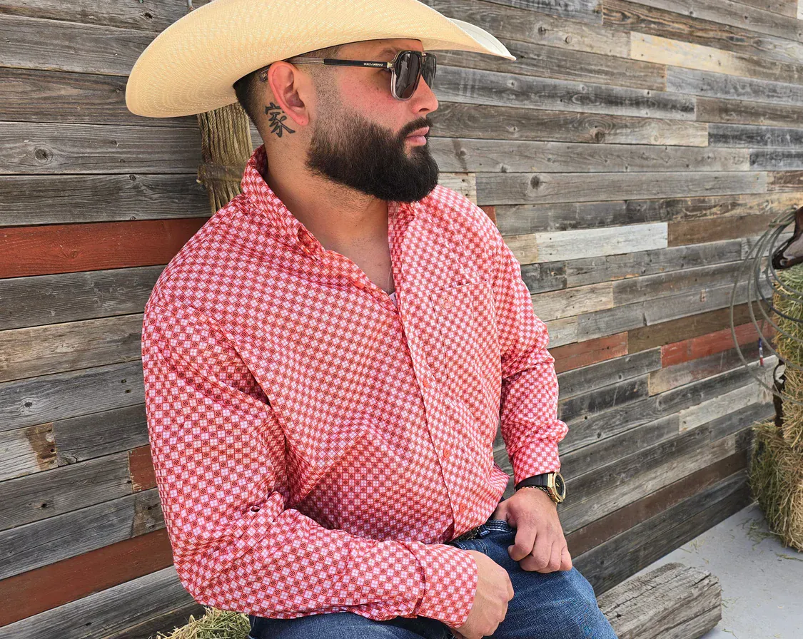 CueroLine Classic Western Shirt ~ Coral