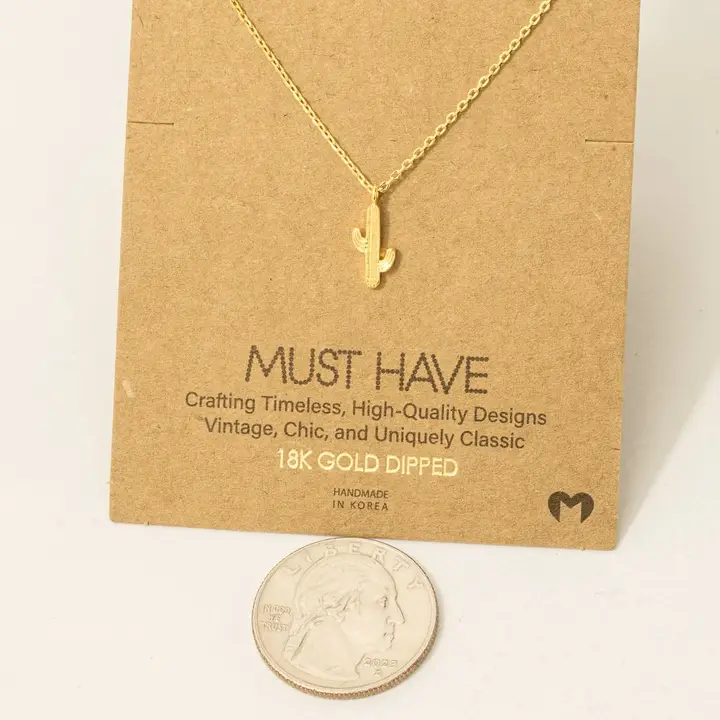 Dainty Cactus Pendant Necklace - Image 3