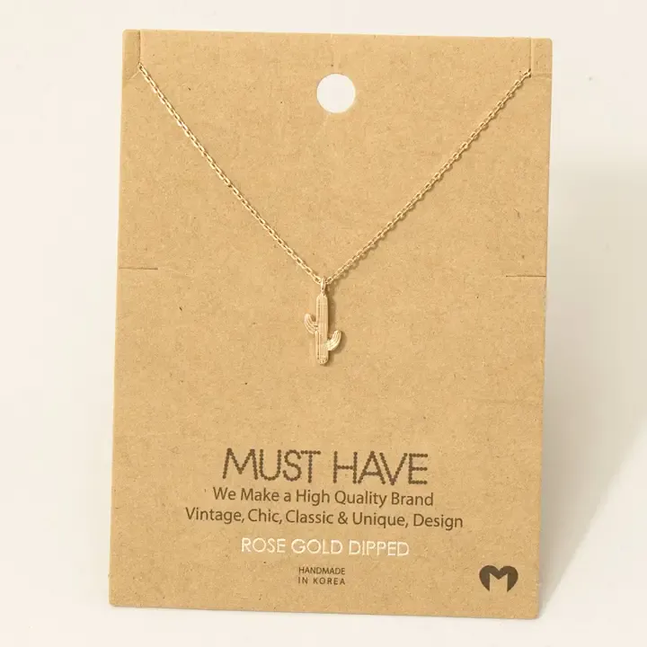 Dainty Cactus Pendant Necklace - Image 4