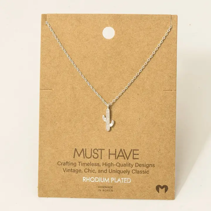 Dainty Cactus Pendant Necklace - Image 5