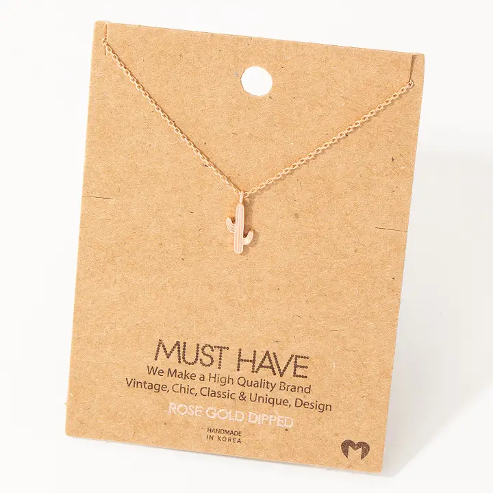 Dainty Cactus Pendant Necklace