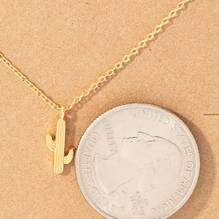 Dainty Cactus Pendant Necklace - Image 2