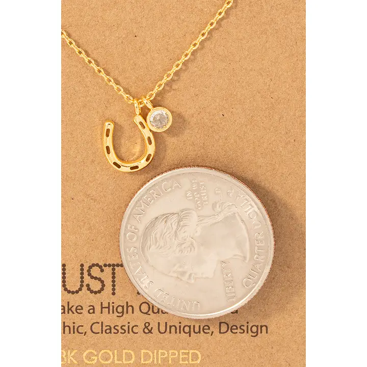 Dainty Dipped Horse Shoe W/Charm Necklace - Image 2