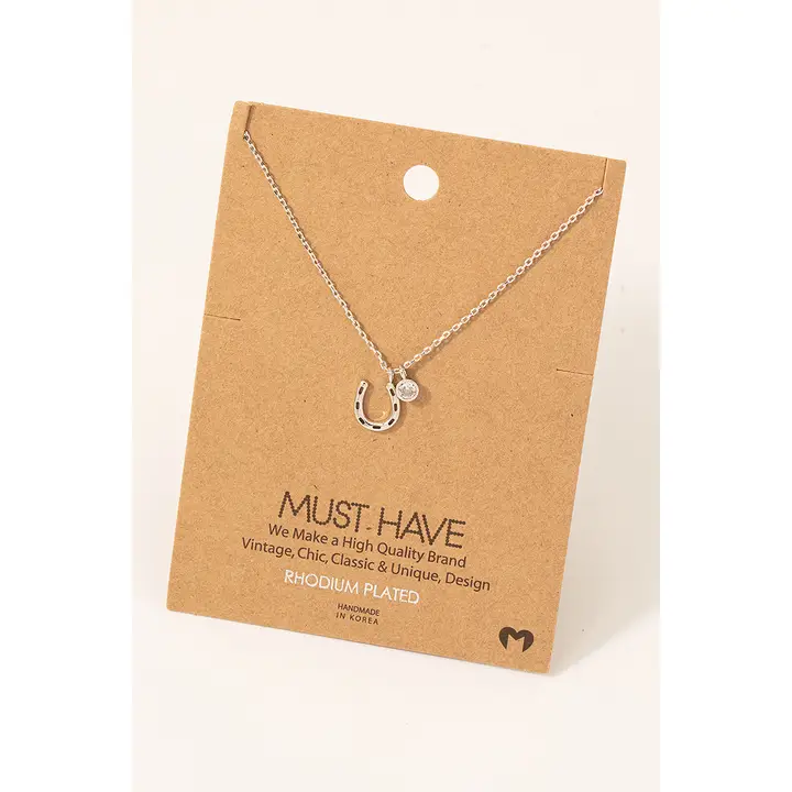 Dainty Dipped Horse Shoe W/Charm Necklace - Image 3