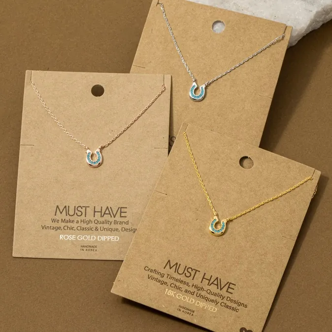 Dainty Rose Gold Horseshoe Pendant