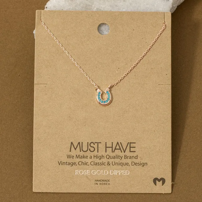Dainty Rose Gold Horseshoe Pendant - Image 2