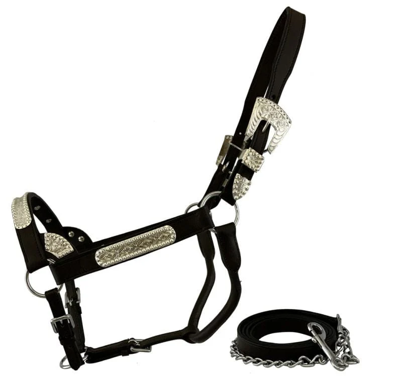 Dark Leather Show Halter ~ Sliver - Image 4