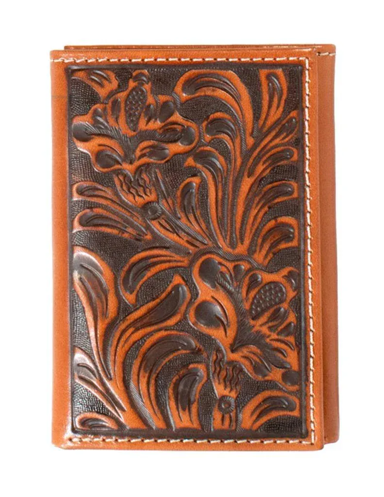 Floral Leather Wallet ~ Tri-Fold