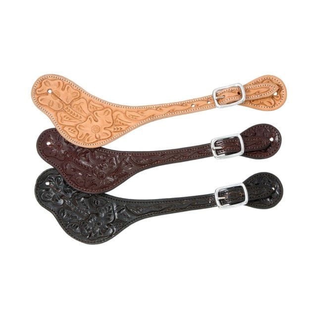 Floral Tooled Spur Strap
