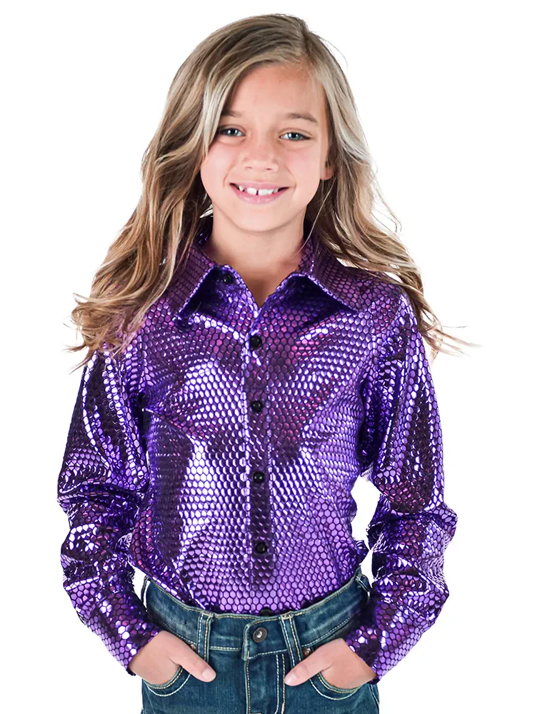 Foil Metallic Pullover Button Up