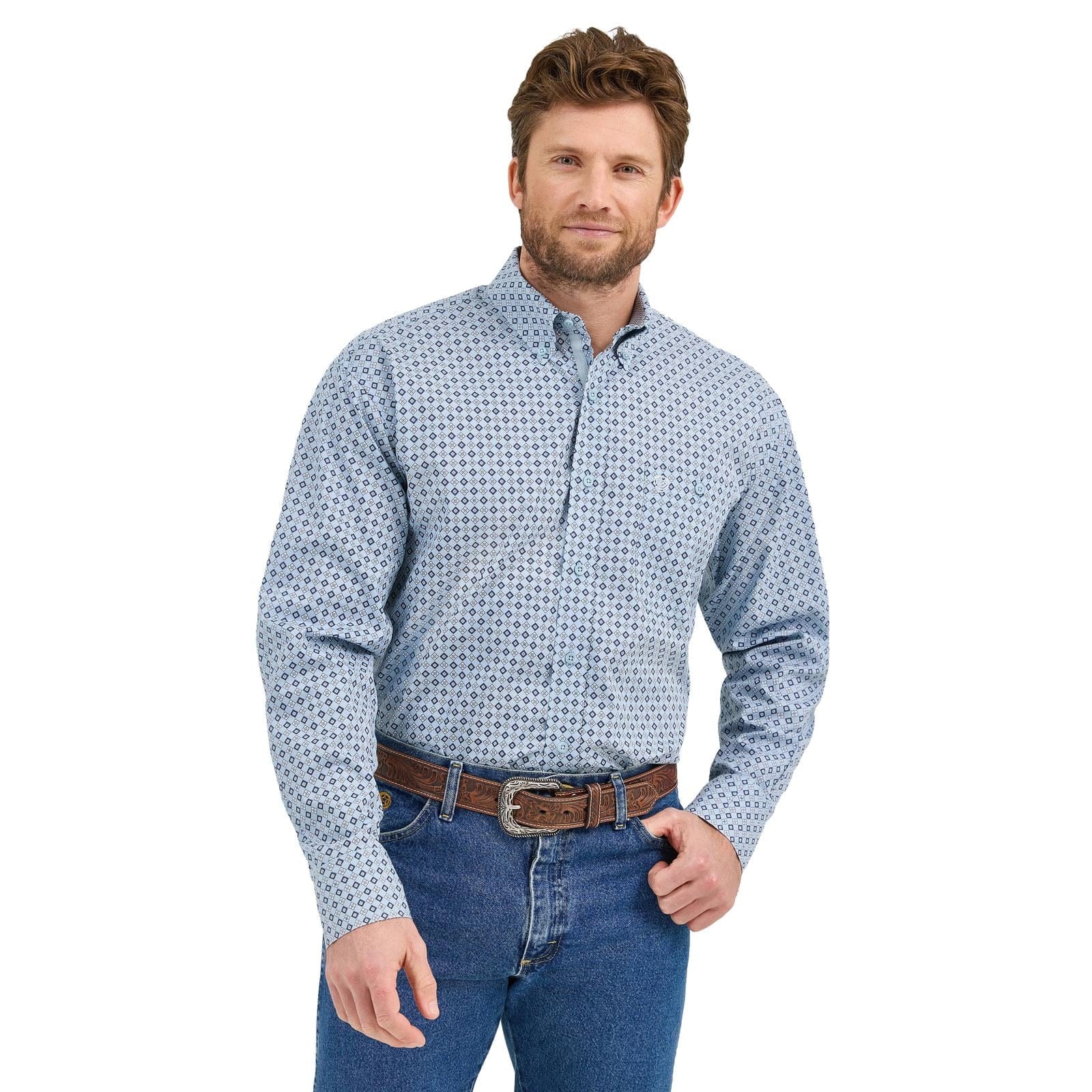 George Strait Shirt by Wrangler ~ Blue Geo