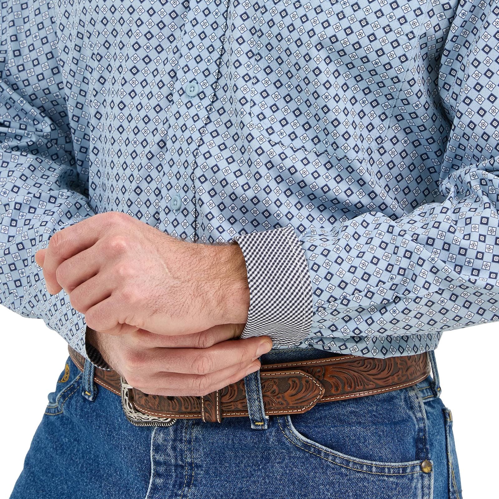 George Strait Shirt by Wrangler ~ Blue Geo - Image 3