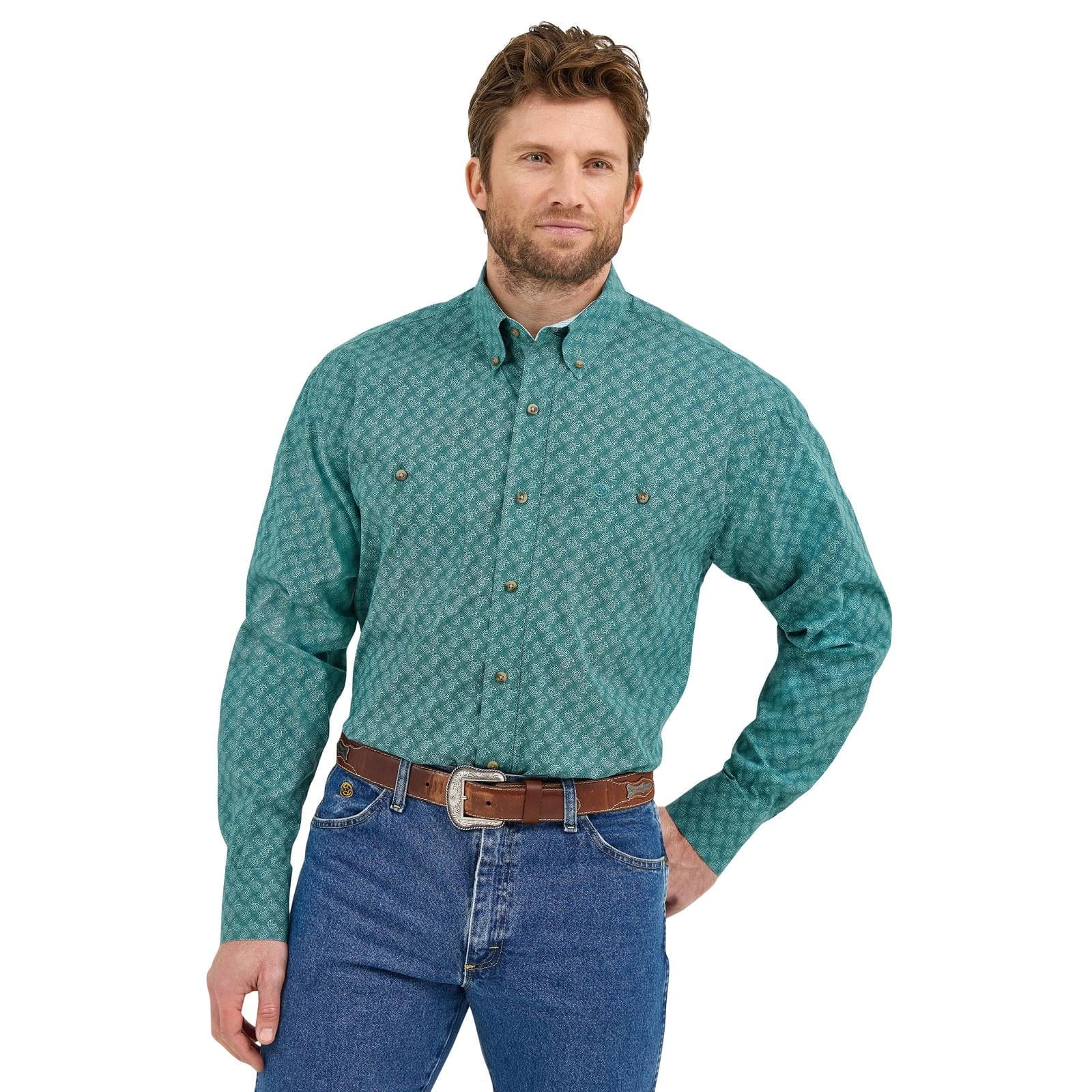 George Strait Shirt by Wrangler ~ Green Paisley