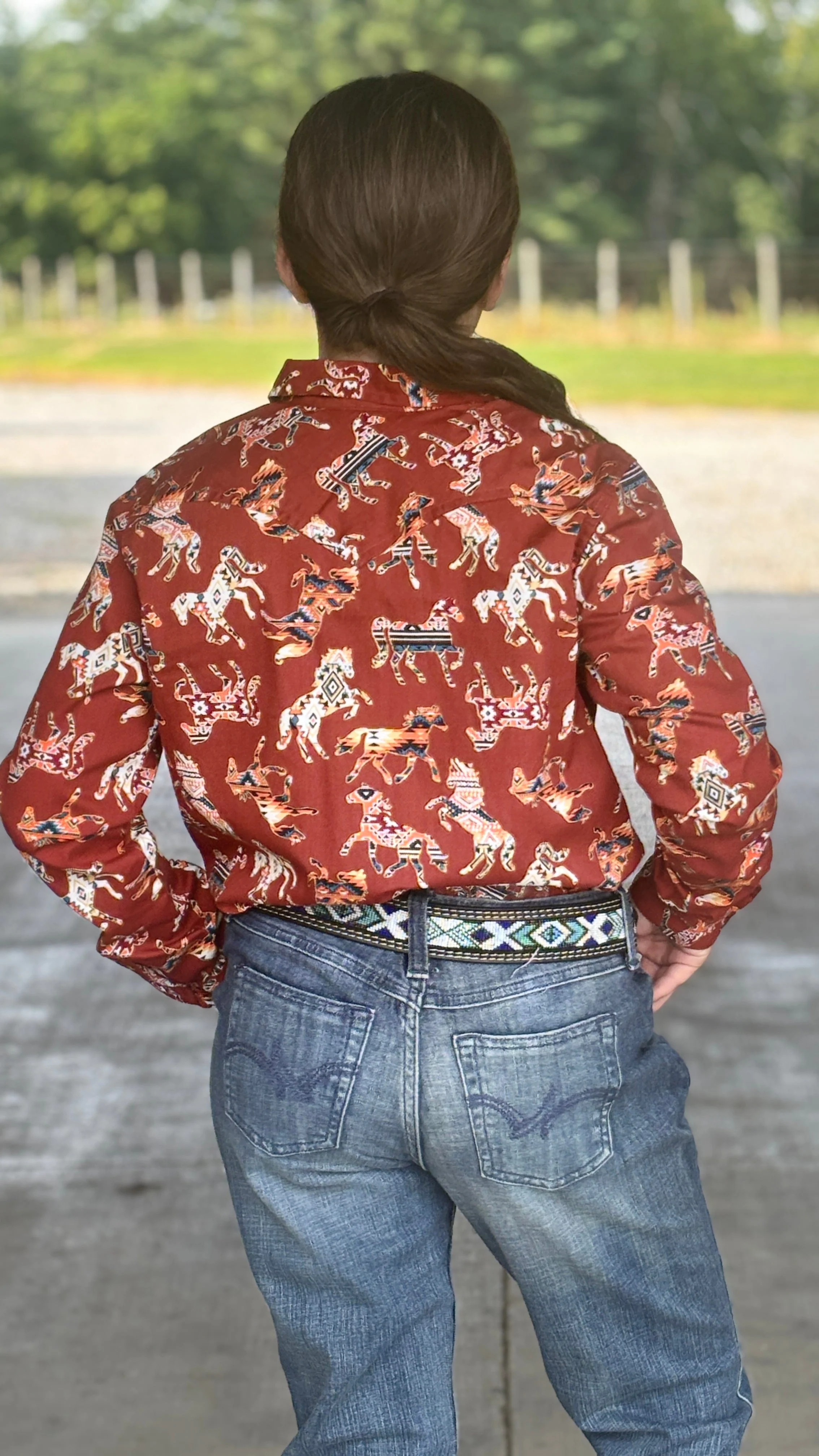 Girls Wrangler Horse Print Shirt - Image 2