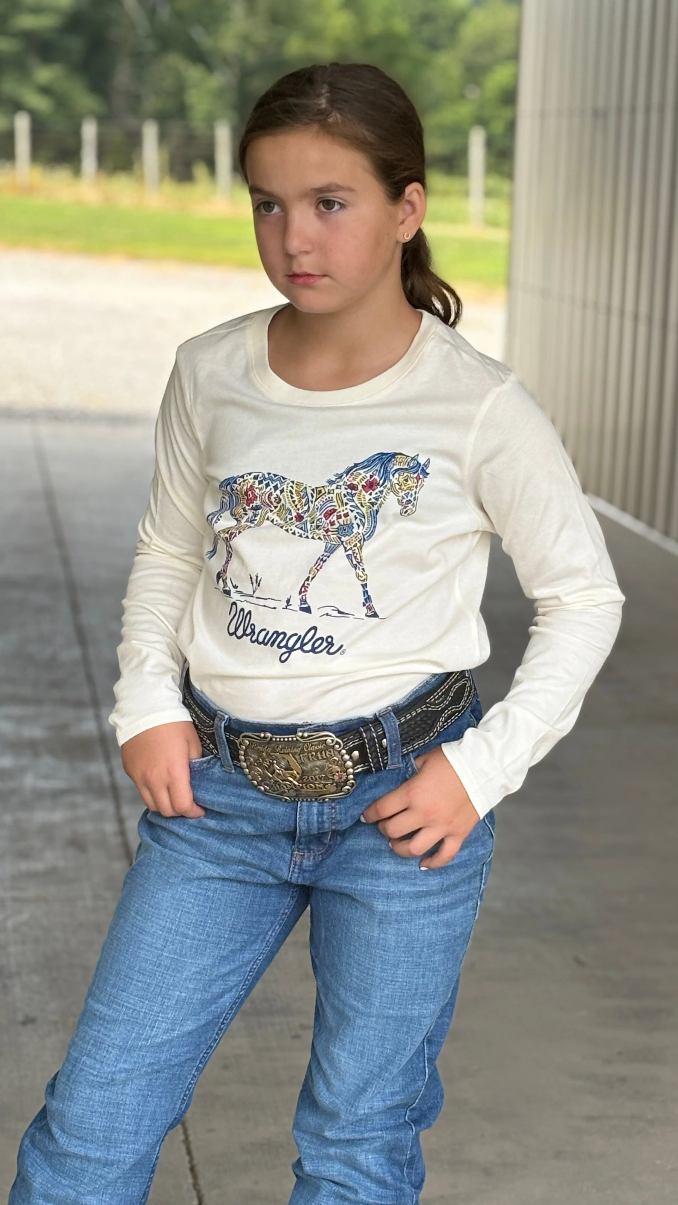 Girl's Wrangler Horse Tee