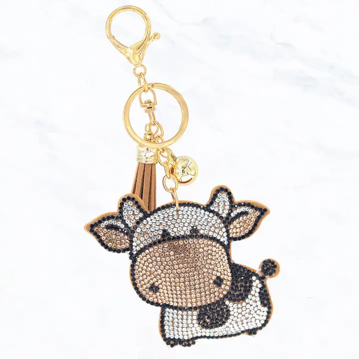 Glitter Cow Character Keychain