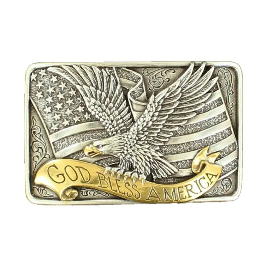 God Bless America Eagle Belt Buckle