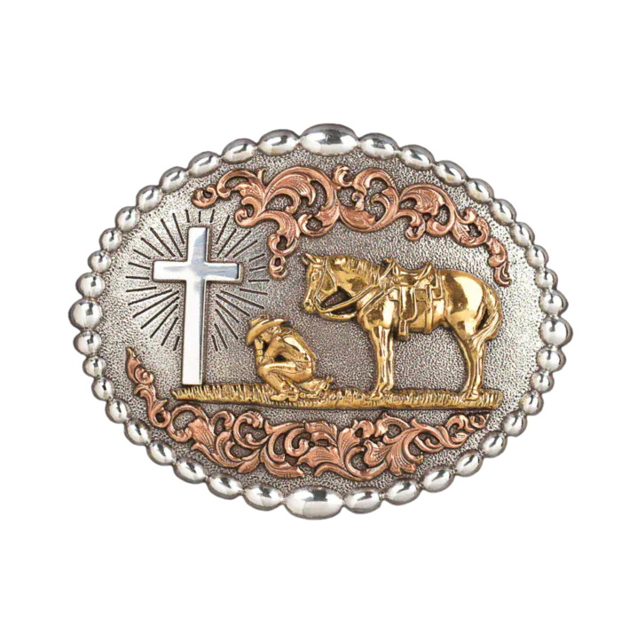 Gold Praying Cowboy Belt Buckle