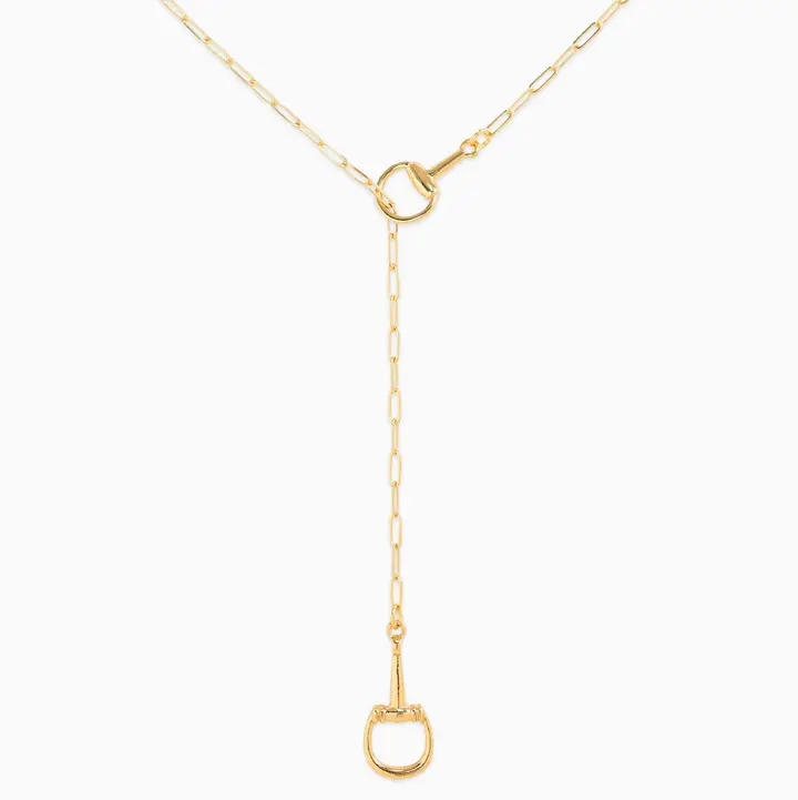 Horsebit Y-Drop Lariat Necklace ~ Gold
