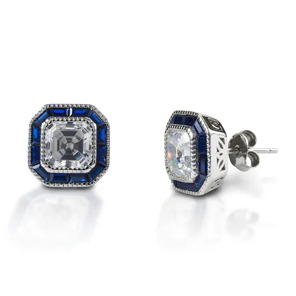Kelly Herd Asscher Cut-Blue Spinel Earrings