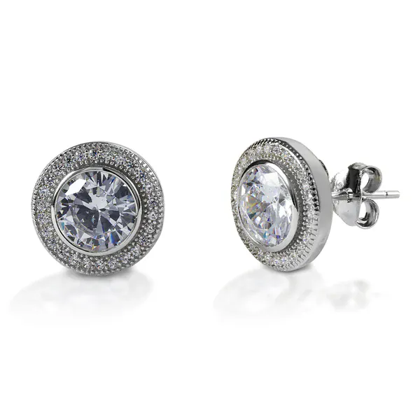 Kelly Herd Round Bezel Set Pave Earrings