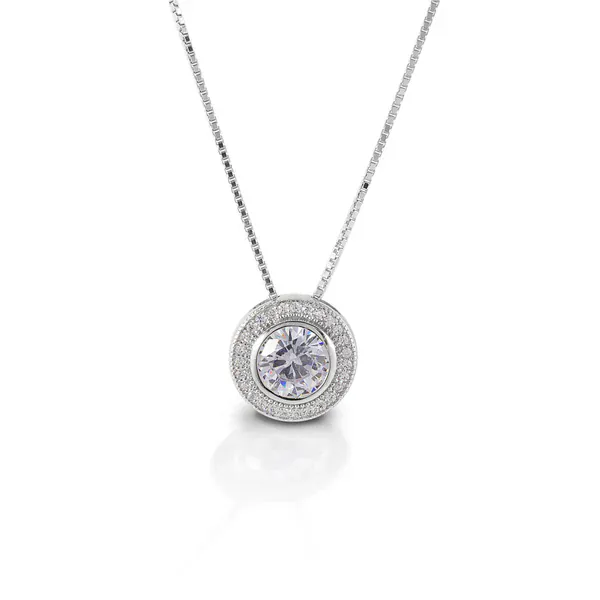 Kelly Herd Round Bezel Set Pave Pendant