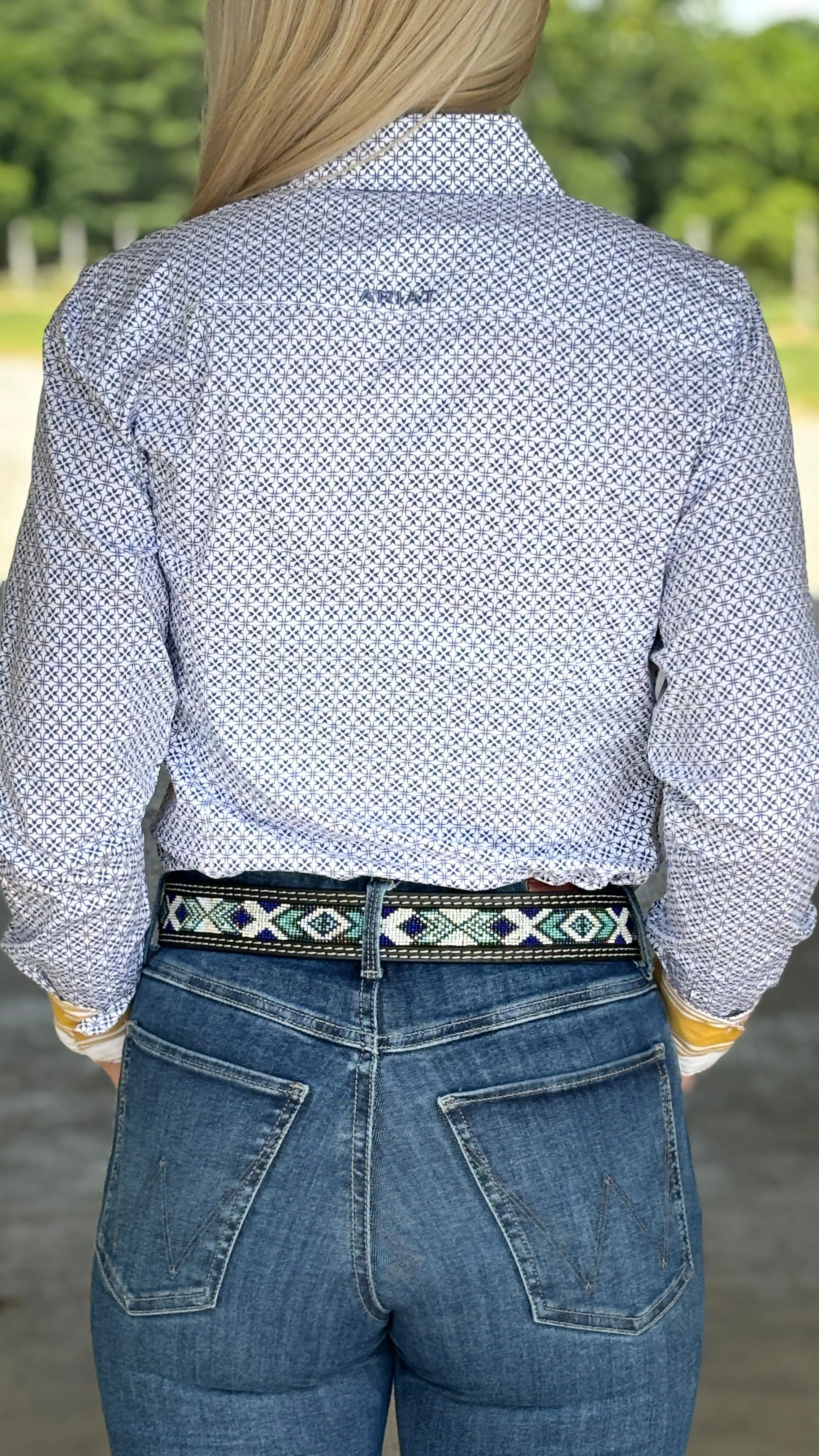 Kirby Stretch Shirt by Ariat ~ Ocean Geo - Image 2
