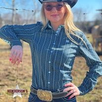 Ladies Cinch  ~ Blue Geo Print