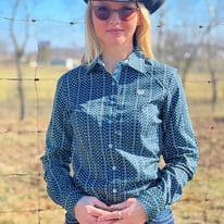 Ladies Cinch  ~ Blue Geo Print - Image 2