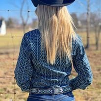 Ladies Cinch  ~ Blue Geo Print - Image 3